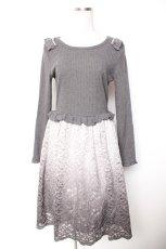 画像1: axes femme / レースドッキングワンピース M グレー Y-26-01-07-119-AX-OP-SZ-ZT234 (1)