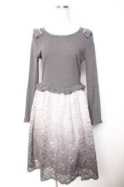 画像1: axes femme / レースドッキングワンピース M グレー Y-26-01-07-119-AX-OP-SZ-ZY