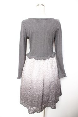 画像2: axes femme / レースドッキングワンピース M グレー Y-26-01-07-119-AX-OP-SZ-ZY