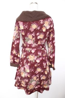 画像2: axes femme / 総花柄リブ使いカットチュニ  ワイン Y-26-01-07-120-AX-OP-SZ-ZY