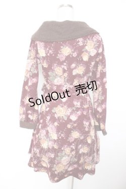 画像2: axes femme / 総花柄リブ使いカットチュニ  ワイン Y-26-01-07-120-AX-OP-SZ-ZY