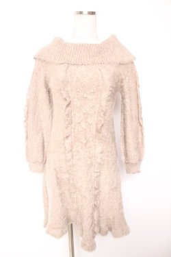 画像1: axes femme POETIQUE / オフショルニットワンピ M ベージュ Y-26-01-07-122-AX-OP-SZ-ZY