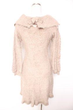 画像2: axes femme POETIQUE / オフショルニットワンピ M ベージュ Y-26-01-07-122-AX-OP-SZ-ZY