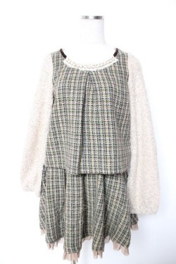 画像1: axes femme POETIQUE / ツイードセットアップ M グリーン Y-26-01-07-123-AX-OP-SZ-ZY