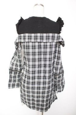 画像2: DearMyLove / 切換チェックワンピース  黒 Y-26-01-07-124-EL-OP-SZ-ZY