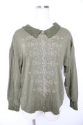 axes femme / 刺繍入シャツデザインプルオーバー M グリーン Y-26-01-07-126-AX-TO-SZ-ZY