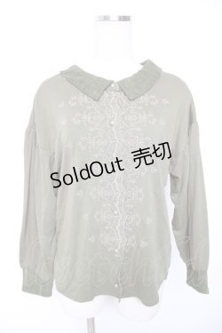 画像1: axes femme / 刺繍入シャツデザインプルオーバー M グリーン Y-26-01-07-126-AX-TO-SZ-ZY