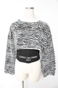 画像1: NOVESSEL / キャミ付きクロップドトップス F 白×黒(ゼブラ) Y-26-01-07-138-PU-TO-SZ-ZY