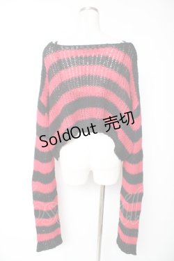 画像2: REFLEM / キャミソール付きボーダークロップドニット F レッド×ブラック Y-26-01-07-141-PU-TO-SZ-ZY