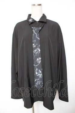 画像1: CIVARIZE / ネクタイ付き刺繍デザインシャツ F ブラック Y-26-01-07-145-GO-BL-SZ-ZY
