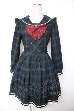 画像1: Secret Honey / チェックセーラーワンピース  グリーンｘ紺 Y-26-01-07-148-CA-OP-AS-ZY