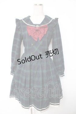 画像1: Secret Honey / チェックセーラーワンピース  グリーンｘ紺 Y-26-01-07-148-CA-OP-AS-ZY