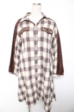 画像1: axes femme / チェックイレヘムシャツチュニ M 生成り Y-26-01-07-153-AX-OP-SZ-ZY