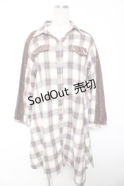 画像1: axes femme / チェックイレヘムシャツチュニ M 生成り Y-26-01-07-153-AX-OP-SZ-ZI