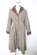 axes femme / チェック柄ワンピースコート M 茶 Y-26-01-07-154-AX-OP-SZ-ZY