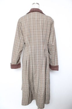 画像2: axes femme / チェック柄ワンピースコート M 茶 Y-26-01-07-154-AX-OP-SZ-ZY