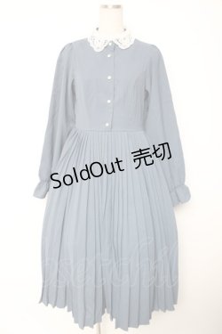 画像1: m petit by misako / AM*レースエリプリーツワンピース M 中青 Y-26-01-07-156-LO-OP-SZ-ZY