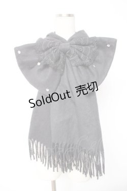 画像1: Lovely Tency / 眞白ありすコラボ/ビッグリボン付きストール  黒 Y-26-01-07-019-LO-ZA-SZ-ZY