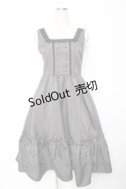 画像1: m petit by misako / TT*AOKストライプジャンパースカート M 中灰 Y-26-01-07-161-LO-OP-SZ-ZY