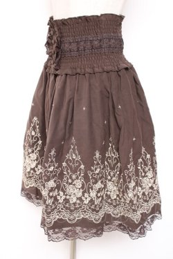 画像2: axes femme / ハイウエスト刺繍スカート M 茶 Y-26-01-07-168-AX-SK-SZ-ZY