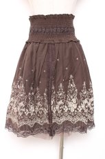 画像3: axes femme / ハイウエスト刺繍スカート M 茶 Y-26-01-07-168-AX-SK-SZ-ZI (3)