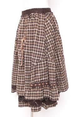 画像2: axes femme / チェック柄ミディスカート M 茶 Y-26-01-07-170-AX-SK-SZ-ZY
