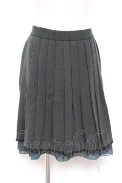 画像1: axes femme / ニットプリーツスカート M グリーン Y-26-01-07-177-AX-SK-SZ-ZY