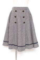 画像1: axes femme / ダブル釦サイドプリーツスカート M 紺Y-26-01-07-179-AX-SK-SZ-ZT592 (1)