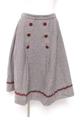 画像1: axes femme / ダブル釦サイドプリーツスカート M ワイン Y-26-01-07-180-AX-SK-SZ-ZY