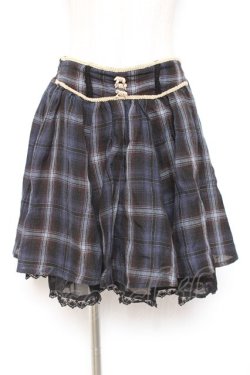 画像1: axes femme / チェック柄スカート M 紺 Y-26-01-07-181-AX-SK-SZ-ZY