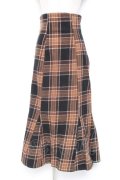 natural couture / ビッグチェックハイウエストマーメイドスカート M ブラウン Y-26-01-07-182-LO-SK-SZ-ZY