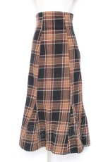 画像1: natural couture / ビッグチェックハイウエストマーメイドスカート M ブラウン Y-26-01-07-182-LO-SK-SZ-ZT137 (1)