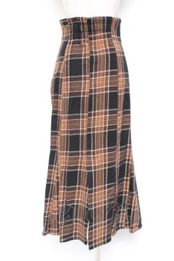 画像3: natural couture / ビッグチェックハイウエストマーメイドスカート M ブラウン Y-26-01-07-182-LO-SK-SZ-ZY