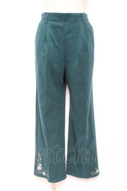 画像1: axes femme / 裾刺繍ストレートカットパンツ M グリーン Y-26-01-07-186-AX-PA-SZ-ZY