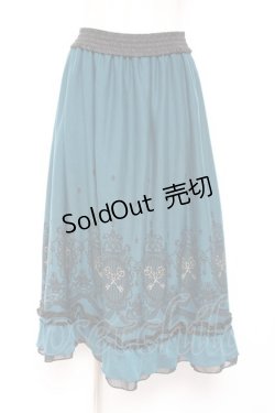 画像1: axes femme / カギモチーフ柄ミディスカート M Bグリーン Y-26-01-07-188-AX-SK-SZ-ZY