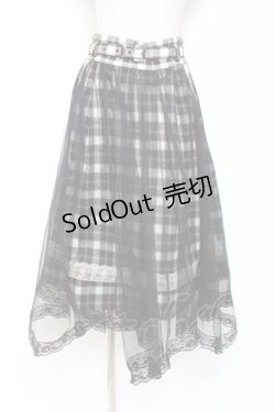 画像1: axes femme POETIQUE / チュール重ねチェックスカート M 黒 Y-26-01-07-192-AX-SK-SZ-ZY