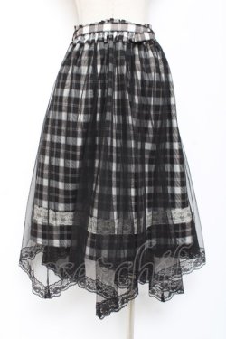 画像2: axes femme / 格子柄フロッキーptスカート M 黒 Y-26-01-07-192-AX-SK-SZ-ZY