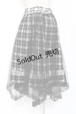 画像2: axes femme POETIQUE / チュール重ねチェックスカート M 黒 Y-26-01-07-192-AX-SK-SZ-ZY