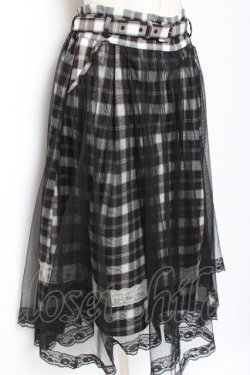 画像3: axes femme / 格子柄フロッキーptスカート M 黒 Y-26-01-07-192-AX-SK-SZ-ZY