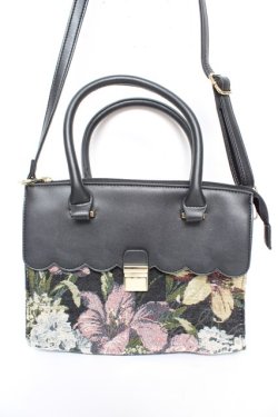 画像1: axes femme / ショルダー付きゴブランバッグ 265×210×140mm 黒 Y-26-01-07-026-AX-BG-SZ-ZY