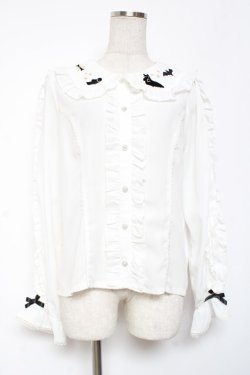 画像1: axes femme kawaii / ハロウィンナイト刺繍ブラウス M 白 Y-26-01-09-030-AX-BL-SZ-ZY