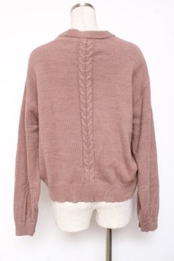 画像2: axes femme / パール×ケーブルニットカーデ F モカ Y-26-01-09-034-AX-TO-SZ-ZY