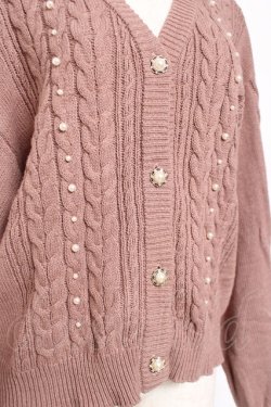 画像3: axes femme / パール×ケーブルニットカーデ F モカ Y-26-01-09-034-AX-TO-SZ-ZY