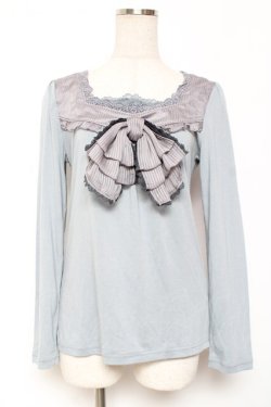 画像1: axes femme / 取り外しBIGリボンインナートップス M サックス Y-26-01-09-037-AX-TO-SZ-ZY