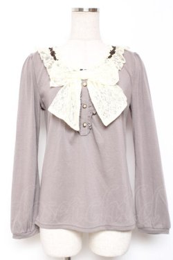 画像1: axes femme / BIGレースリボンプルオーバー M グレー Y-26-01-09-040-AX-TO-SZ-ZY