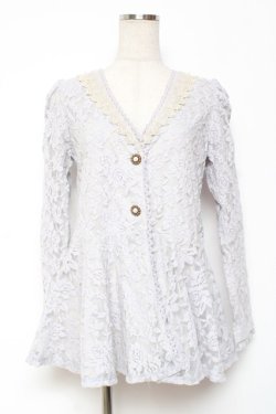 画像1: axes femme / 総レースペプラムカーディガン M ラベンダー Y-26-01-09-041-AX-TO-SZ-ZY