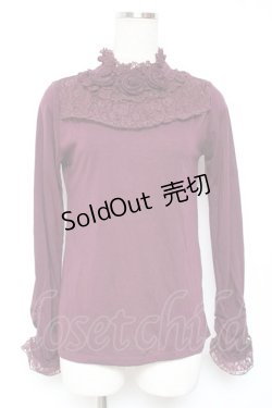 画像1: axes femme / 薔薇コサージュ付きタートル M ワイン Y-26-01-09-043-AX-TO-SZ-ZY