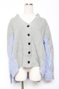 axes femme / シャツ配色カーディガン Ｍ グレー Y-26-01-09-049-AX-TO-SZ-ZY