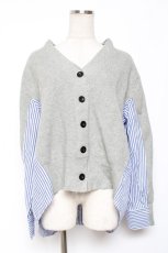 画像1: axes femme / シャツ配色カーディガン Ｍ グレー Y-26-01-09-049-AX-TO-SZ-ZT385 (1)