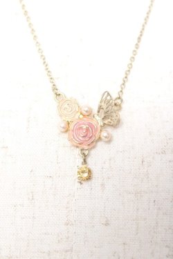 画像1: axes femme / ローズ×バタフライネックレス  ゴールド Y-26-01-09-006-AX-AC-SZ-ZY